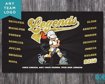 Custom Vinyl Softball/Baseball Team Banner: