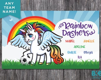 Custom Vinyl Soccer Team Banner, Sports Team Banners, Team Banners,  Rainbow Dashers, Unicorns