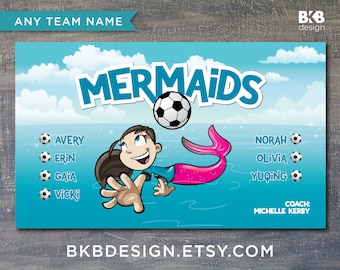 Custom Vinyl Soccer Banner, Mermaids