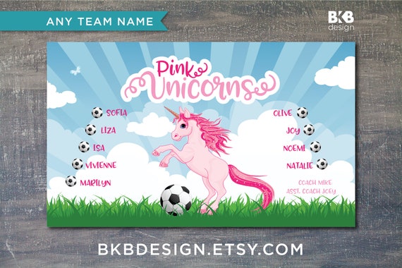 Custom Vinyl Soccer Team Banner, Sports Team Banners, Team Banners, Pink Unicorns Il_570xn