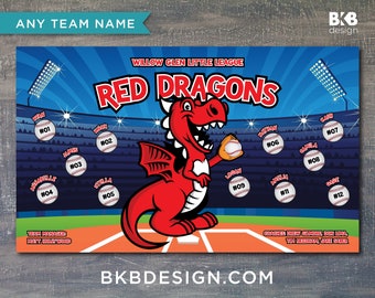 Custom Vinyl Baseball Banner, Little League Banner, T-Ball Banner, Softball Banner, Team Banner -- Dragons, Dinosaur, Rex