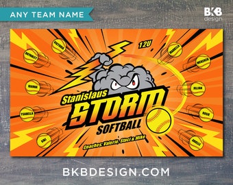 Custom Vinyl Baseball Banner, Little League Banner, T-Ball Banner, Softball Banner, Team Banner -- Lightning, Storm