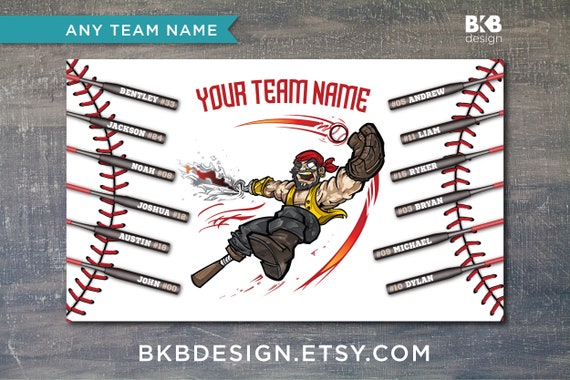 Custom Vinyl Baseball Banner, Little League Banner, T-Ball Banner, Softball Banner, Team Banner -- Pirates, Marauders, Raiders Il_570xn