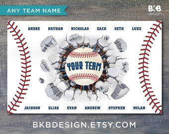Custom Vinyl Baseball Banner, Little League Banner, T-Ball Banner, Softball Banner, Team Banner -- Exploding Wall