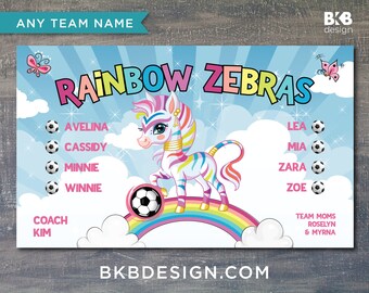 Custom Vinyl Soccer Team Banner, Sports Team Banners, Team Banners,  Rainbow Zebra