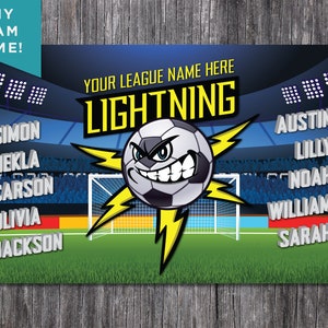 Custom Vinyl Soccer Team Banner, Sports Team Banners, Team Banners, Lightning image 1