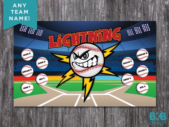 Custom Vinyl Baseball Banner, Little League Banner, T-Ball Banner, Softball Banner, Team Banner -- Lightning Il_570xn
