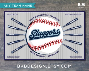 Custom Vinyl Baseball Banner, Little League Banner, T-Ball Banner, Softball Banner, Team Banner -- Sluggers