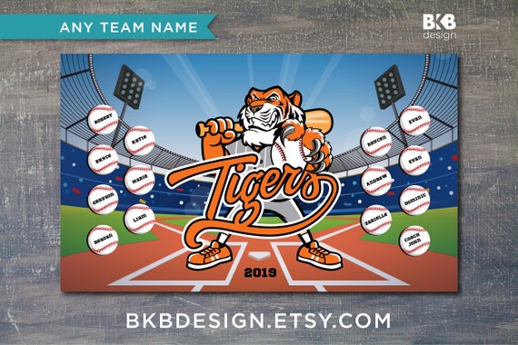 Custom Vinyl Baseball Banner, Little League Banner, T-Ball Banner, Softball Banner, Team Banner -- Tiger Il_570xn