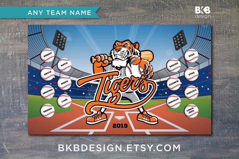 Custom Vinyl Baseball Banner, Little League Banner, T-Ball Banner, Softball Banner, Team Banner Panda, Bears imagem 4