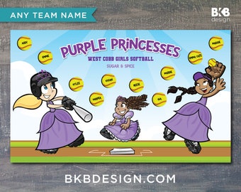 Custom Vinyl Softball Banner, Little League Banner, T-Ball Banner, Baseball Banner, Team Banner - Belles, Beauties