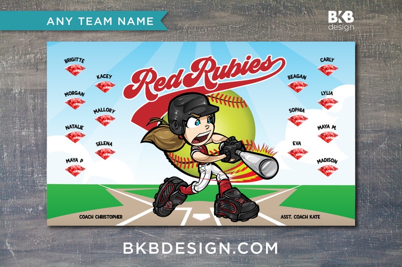 Custom Vinyl Softball Banner, Little League Banner, T-Ball Banner, Softball Banner, Team Banner Diamond Hitters image 7