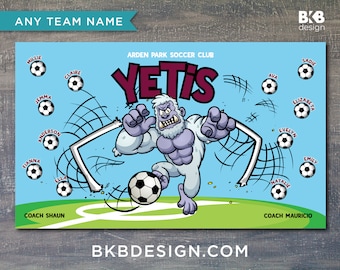 Custom Vinyl Soccer Banner, Yeti, Abominable Snowman, Snow Monster