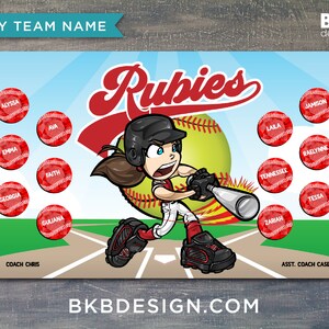 Custom Vinyl Softball Banner, Little League Banner, T-Ball Banner, Softball Banner, Team Banner Diamond Hitters image 2