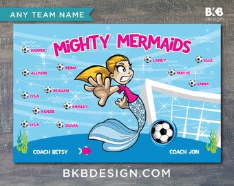 Custom Vinyl Soccer Banner, Mermaids