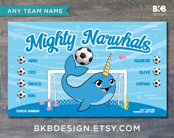 Custom Vinyl Soccer Banner, Narwhals