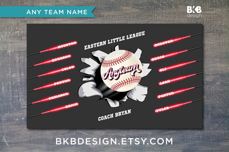 Custom Vinyl Baseball Banner, Little League Banner, T-Ball Banner, Softball Banner, Team Banner Exploding Wall image 8