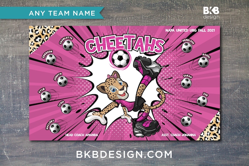 Custom Vinyl Soccer Team Banner, Sports Team Banners, Team Banners, Pink Predator image 3