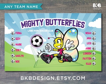 Custom Vinyl Soccer Banner, Mighty Butterflies