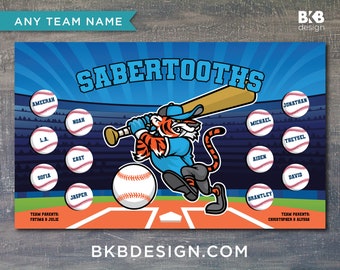 Custom Vinyl Baseball Banner, Little League Banner, T-Ball Banner, Softball Banner, Team Banner -- Tigers, Sabertooth, Cats