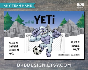 Custom Vinyl Soccer Banner, Yeti, Abominable Snowman, Snow Monster