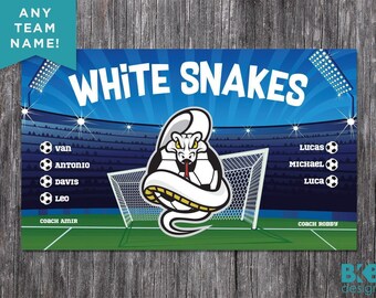 Custom Vinyl Soccer Team Banner: White Snakes