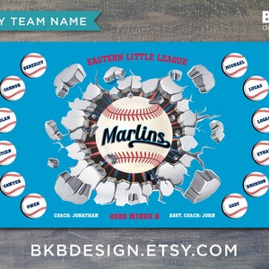 Custom Vinyl Baseball Banner, Little League Banner, T-Ball Banner, Softball Banner, Team Banner Exploding Wall image 7