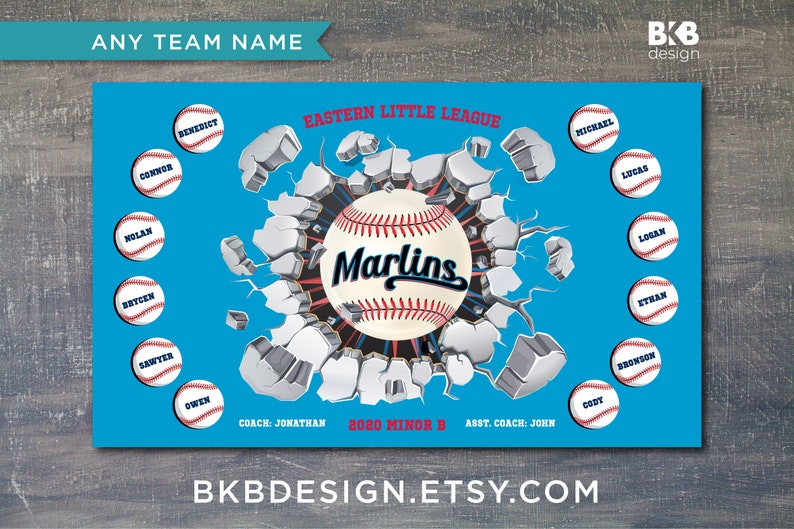 Custom Vinyl Baseball Banner, Little League Banner, T-Ball Banner, Softball Banner, Team Banner Exploding Wall image 7