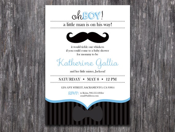Printable "little mister" mustache themed baby shower invitation with FREE diaper raffle card Il_570xn