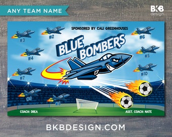 Custom Vinyl Soccer Team Banner, Sports Team Banners, Team Banners,  Blue Bombers, Jets, Airplanes