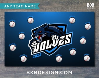 Custom Vinyl Baseball Banner, Little League Banner, T-Ball Banner, Softball Banner, Team Banner -- Wolves