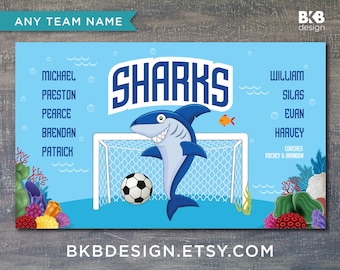 Custom Vinyl Soccer Banner, Sharks
