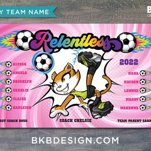 Custom Vinyl Soccer Team Banner, Sports Team Banners, Team Banners, Pink Predator image 2