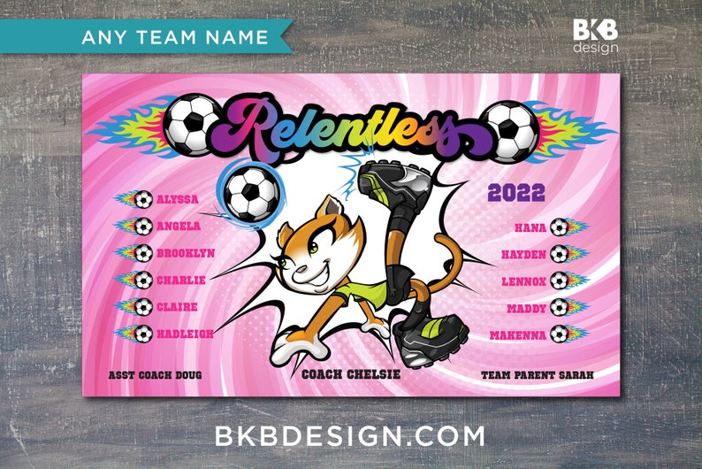 Custom Vinyl Soccer Team Banner, Sports Team Banners, Team Banners, Pink Predator image 2