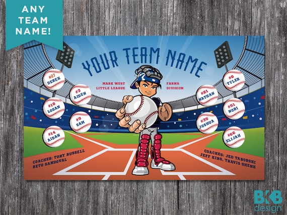 Custom Vinyl Baseball Banner, Little League Banner, T-Ball Banner, Softball Banner, Team Banner -- Any Team Name Il_570xn