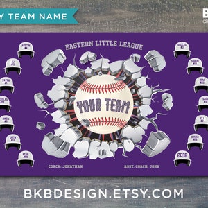 Custom Vinyl Baseball Banner, Little League Banner, T-Ball Banner, Softball Banner, Team Banner Exploding Wall image 6