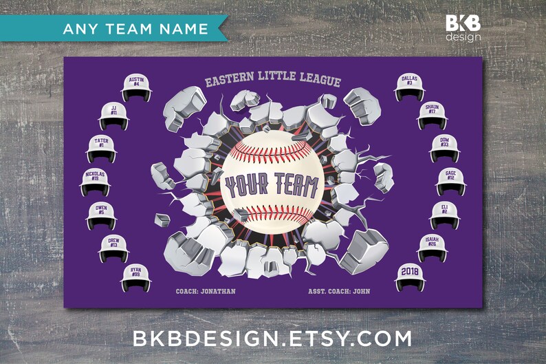 Custom Vinyl Baseball Banner, Little League Banner, T-Ball Banner, Softball Banner, Team Banner Exploding Wall image 6