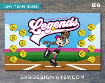 Custom Vinyl Softball Banner, Little League Banner, T-Ball Banner, Softball Banner, Team Banner