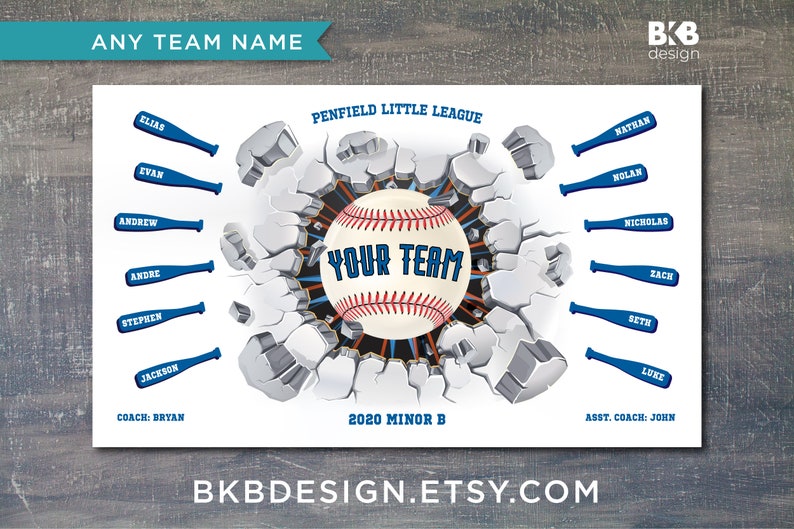 Custom Vinyl Baseball Banner, Little League Banner, T-Ball Banner, Softball Banner, Team Banner Exploding Wall image 5