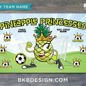 Custom Vinyl Soccer Team Banner, Sports Team Banners, Team Banners, Pineapple Princesses image 1