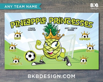 Custom Vinyl Soccer Team Banner, Sports Team Banners, Team Banners, Pineapple Princesses