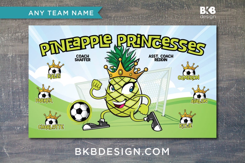 Custom Vinyl Soccer Team Banner, Sports Team Banners, Team Banners, Pineapple Princesses image 1