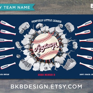 Custom Vinyl Baseball Banner, Little League Banner, T-Ball Banner, Softball Banner, Team Banner Exploding Wall image 3