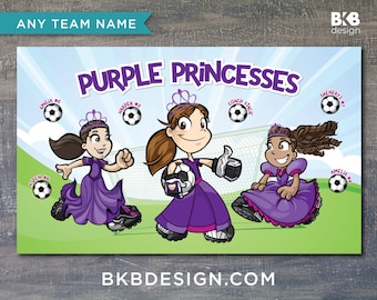 Custom Vinyl Soccer Banner, Purple Princesses