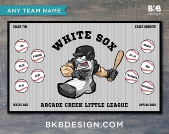 Custom Vinyl Baseball Banner, Little League Banner, T-Ball Banner, Softball Banner, Team Banner -- White Sox, Socks