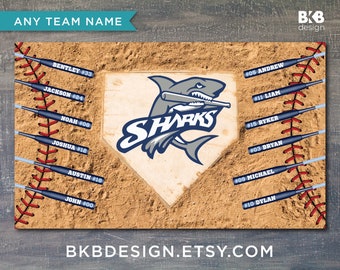 Custom Vinyl Baseball Banner, Little League Banner, T-Ball Banner, Softball Banner, Team Banner -- Home Plate