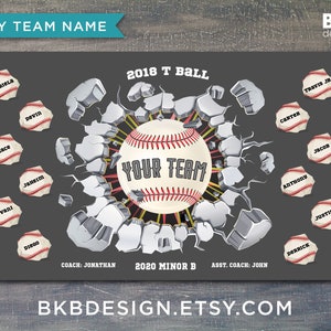 Custom Vinyl Baseball Banner, Little League Banner, T-Ball Banner, Softball Banner, Team Banner Exploding Wall image 4