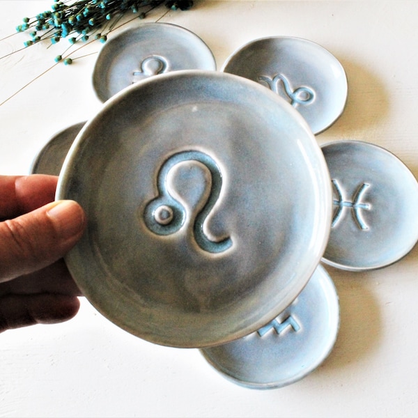 Porcelain Zodiac Sign Dish- Pottery Astrological Sign- Ceramic Dish Zodiac Sign