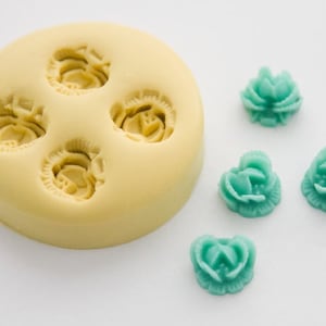 Mini Rose Flowers Silicone Mold: 4 Cavity