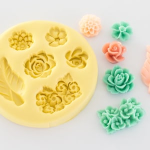 Flowers and Leaf Silicone Mold 6 Cavity